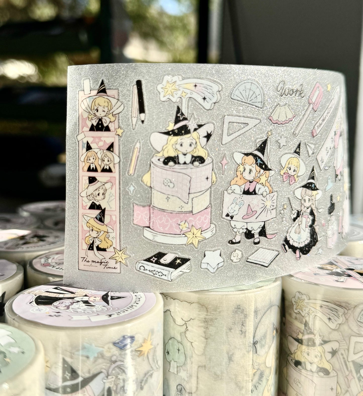 Neinei - The Little Witch - Stationery | Kiss-cut | 7cm Glitter PET Tape | Release Paper | 5M