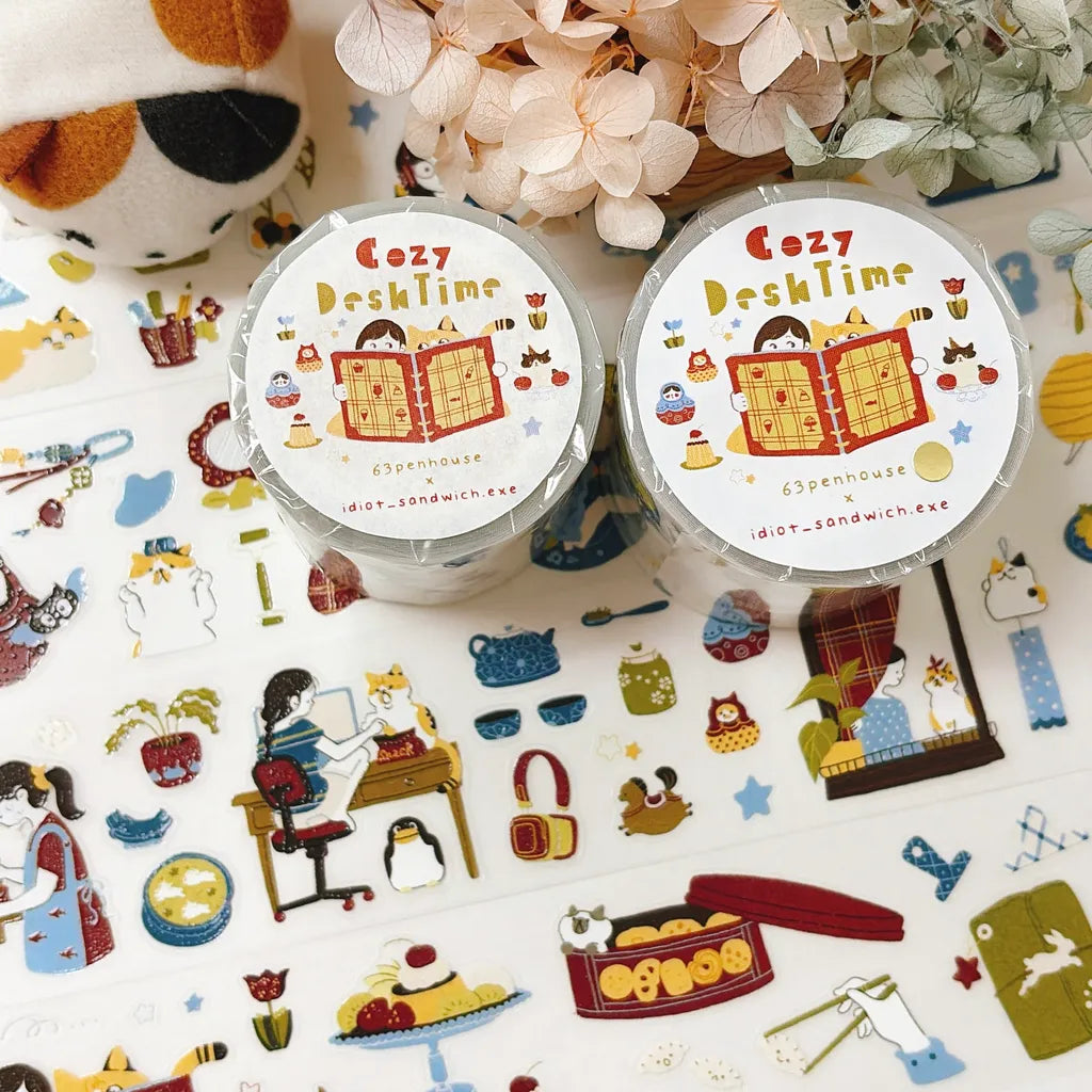 NEW! Idiot_sandwich X 63penhouse - Cozy Desk Time | Kiss-cut | 4cm Tape | Release Paper | 5M
