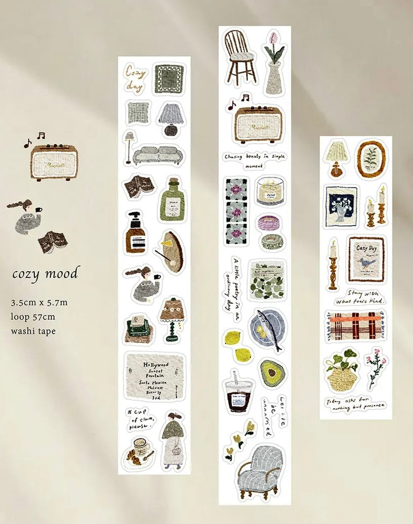 NEW! Pion - Cozy Mood | Kiss-cut | 3.5cm Washi Tape | Release Paper | 5.7M