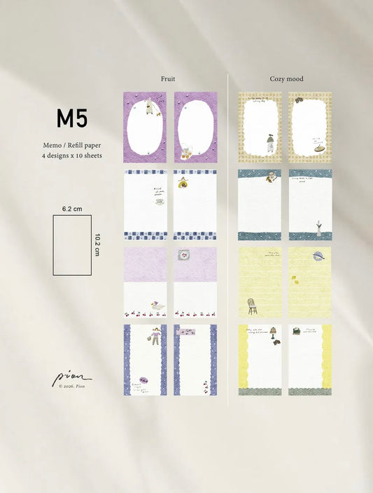 NEW! Pion - Memo & Refill Paper |  40pcs Notepaper | Ephemera Paper