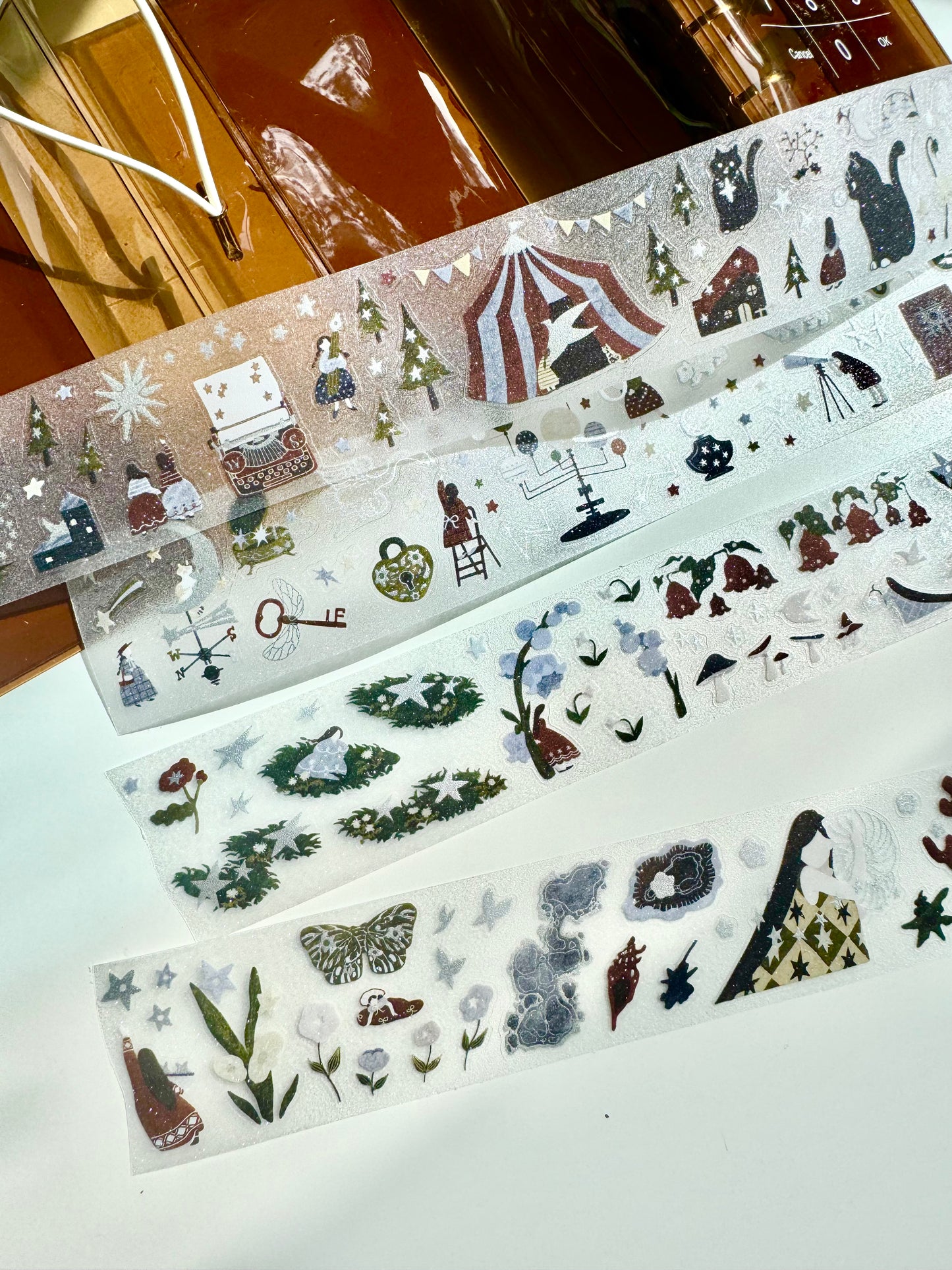 NEW! Idiot_sandwich X 63penhouse - Starry Whisper | Silver Foil | Kiss-cut | 4cm Glitter Tape | Release Paper | 5M