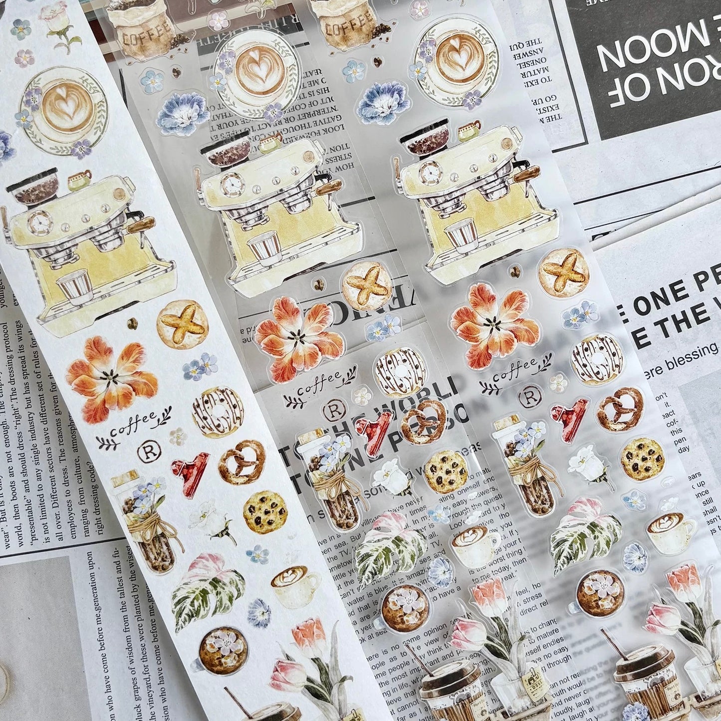 NEW! ZYS Studio - Coffee & Blooms | Kiss-cut | 5.5cm Tape | Release Paper | 5.2M