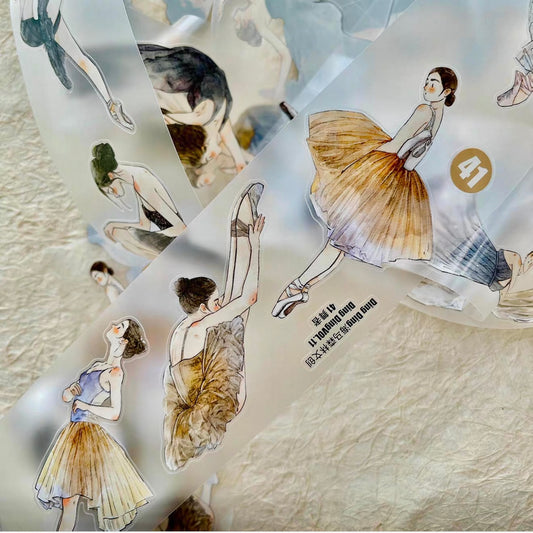 NEW! DingDing - No.41 The Dancer | Kiss-cut | 6.5cm Matte PET Tape |  Release Paper | 10M
