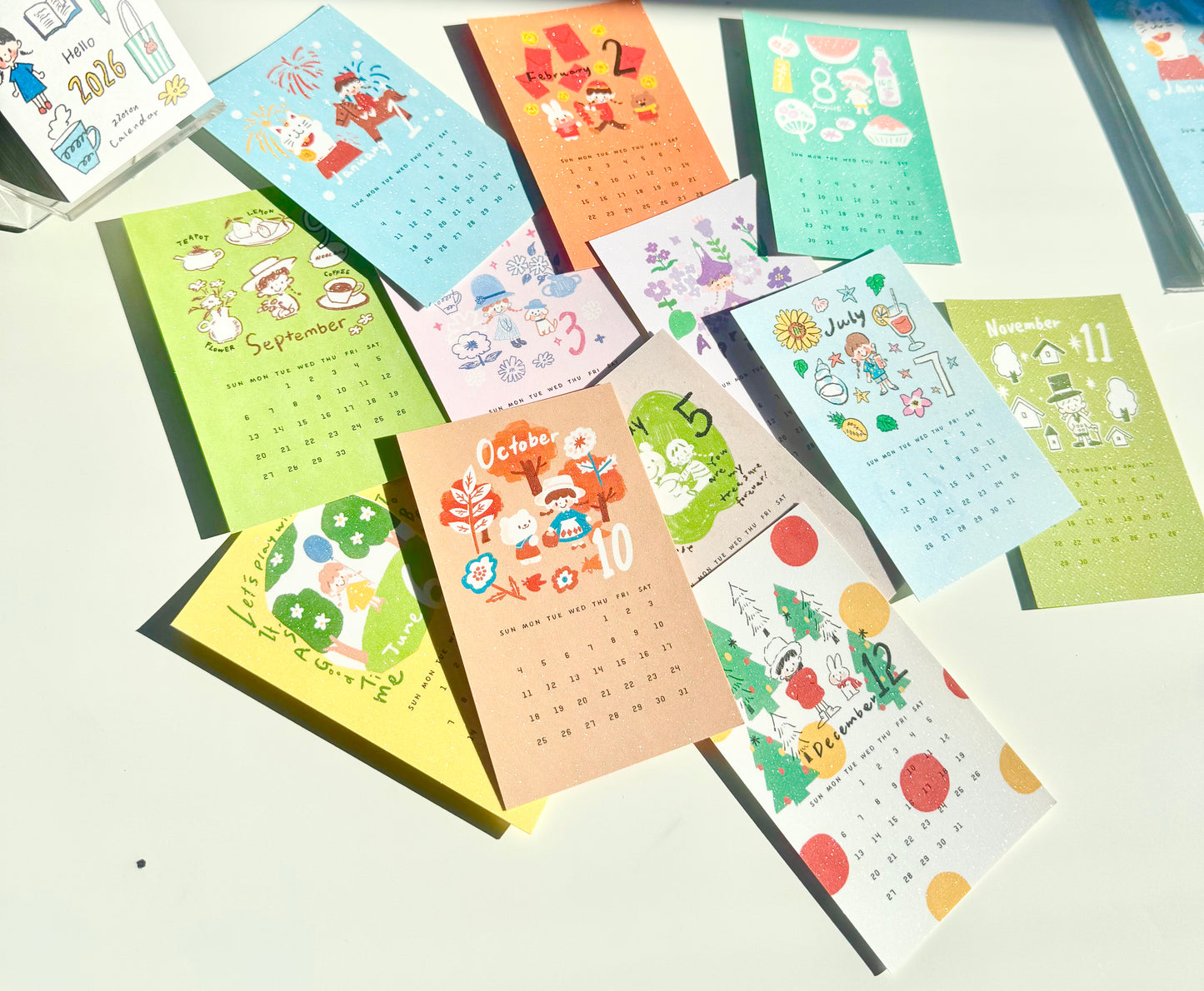 NEW! Molinta - 2026 Calendar | Glitter | 12 Sheet | M5/ A7 / A6 Personal Divider | Journaling Accessories