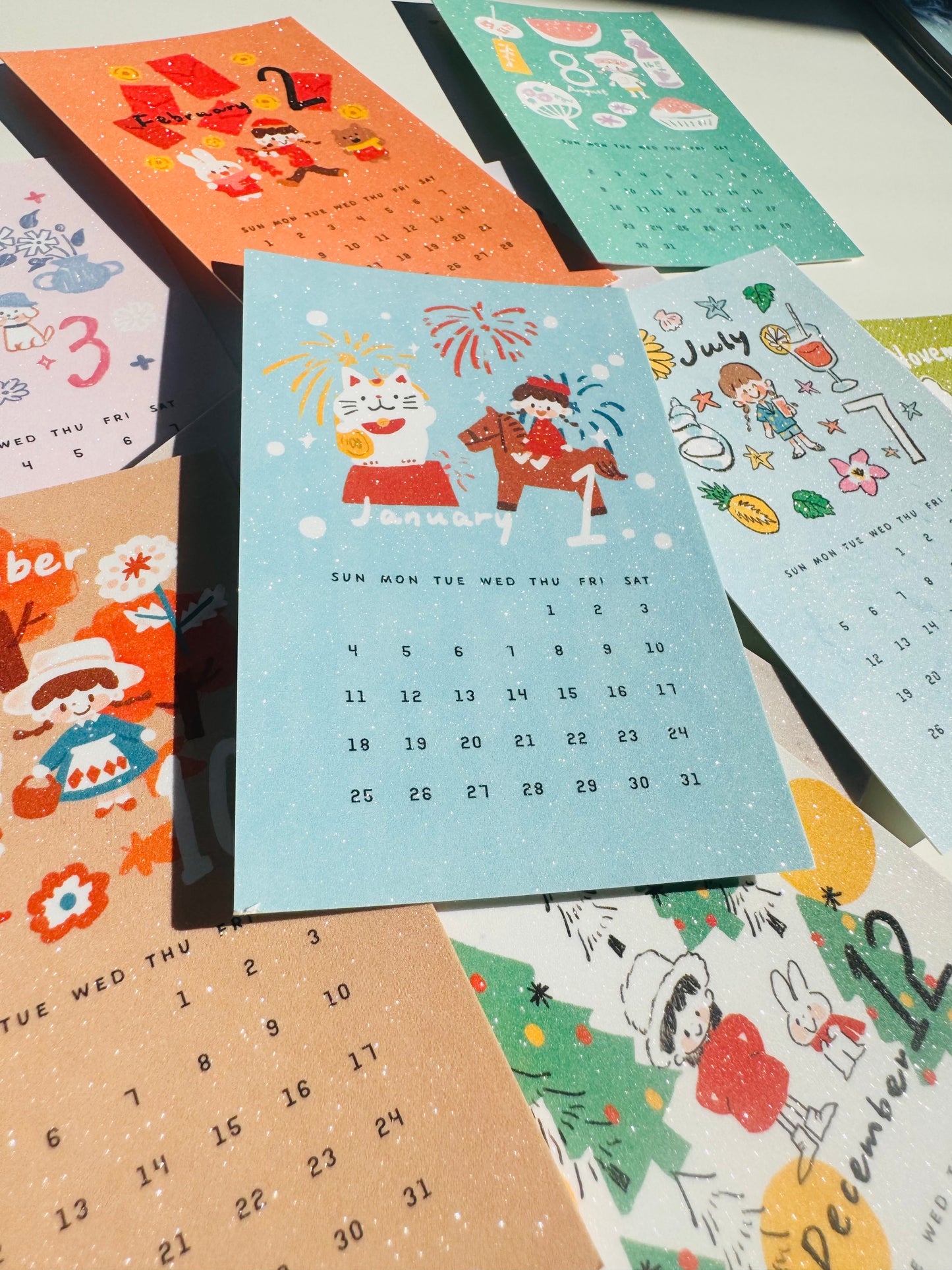 NEW! Molinta - 2026 Calendar | Glitter | 12 Sheet | M5/ A7 / A6 Personal Divider | Journaling Accessories