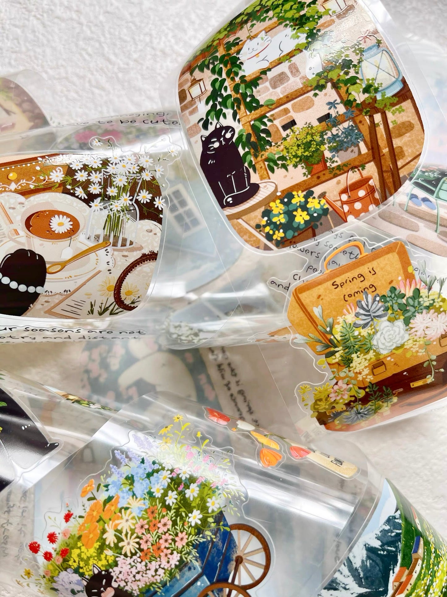 Xiami Studio - Spring Blossom Field | Kiss-cut | 6cm Glossy PET Tape | Release Paper | 5M