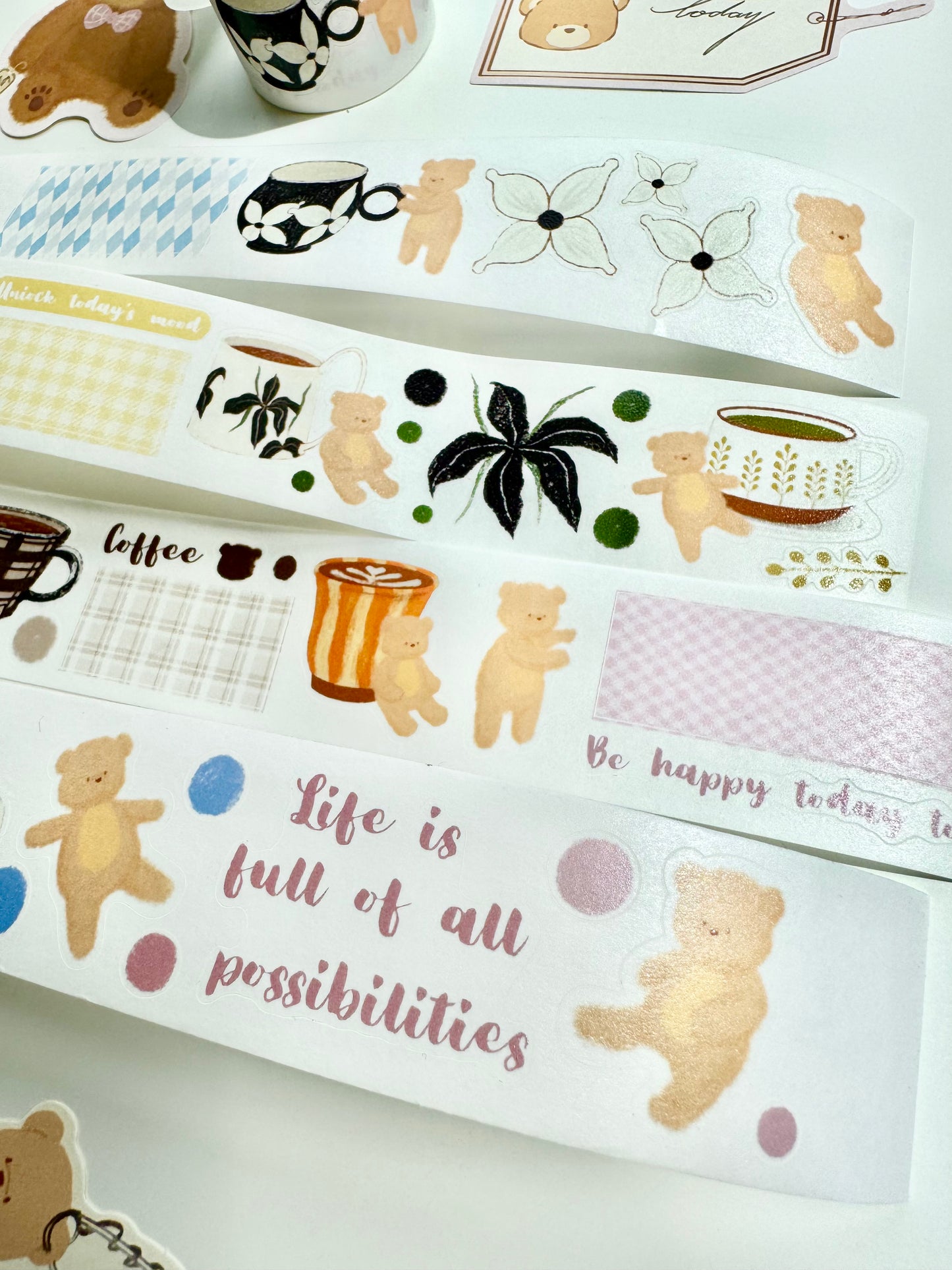 NEW! Xiao Xiao Studio - Everyday Coffee | Kiss-cut | 3.5cm Washi Tape | Release Paper | 5.28M