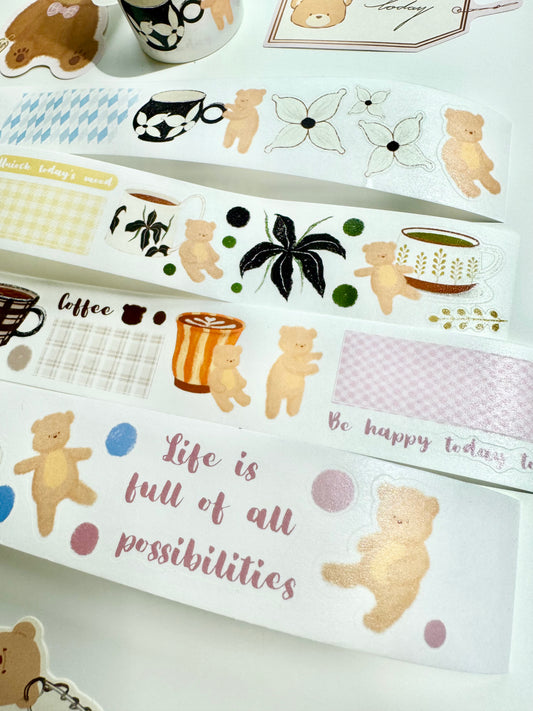 NEW! Xiao Xiao Studio - Everyday Coffee | Kiss-cut | 3.5cm Washi Tape | Release Paper | 5.28M