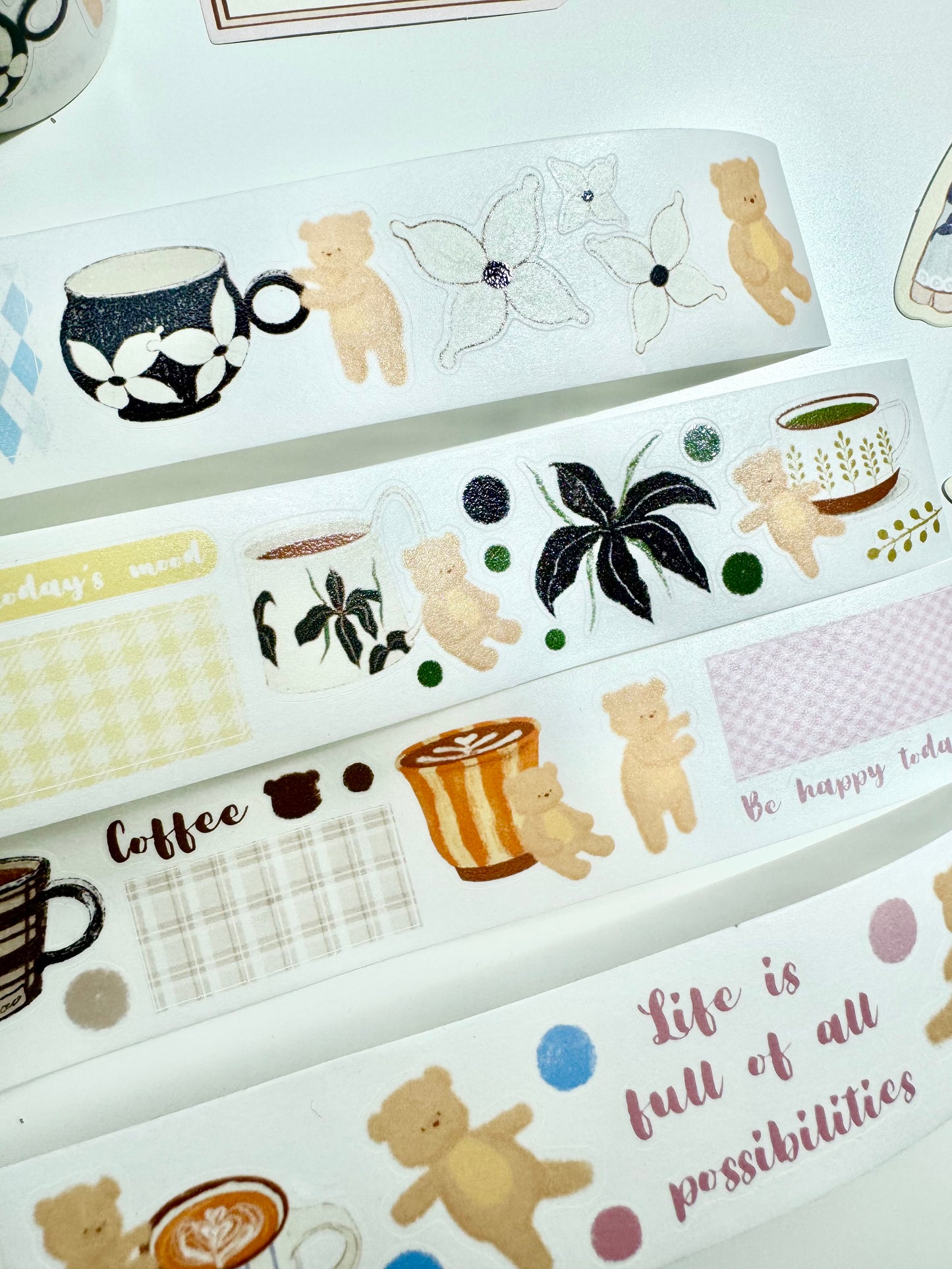 NEW! Xiao Xiao Studio - Everyday Coffee | Kiss-cut | 3.5cm Washi Tape | Release Paper | 5.28M