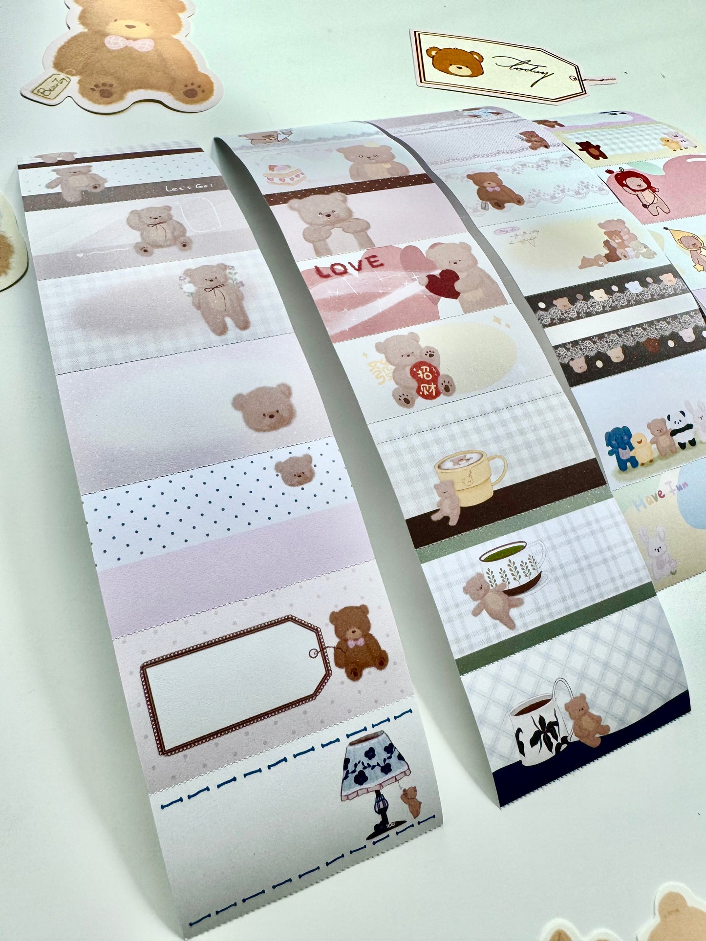 NEW! Xiao Xiao Studio - Little Bear Daily Notes | Tear-Off | 5cm Sticker Roll | Release Paper | 5.74M
