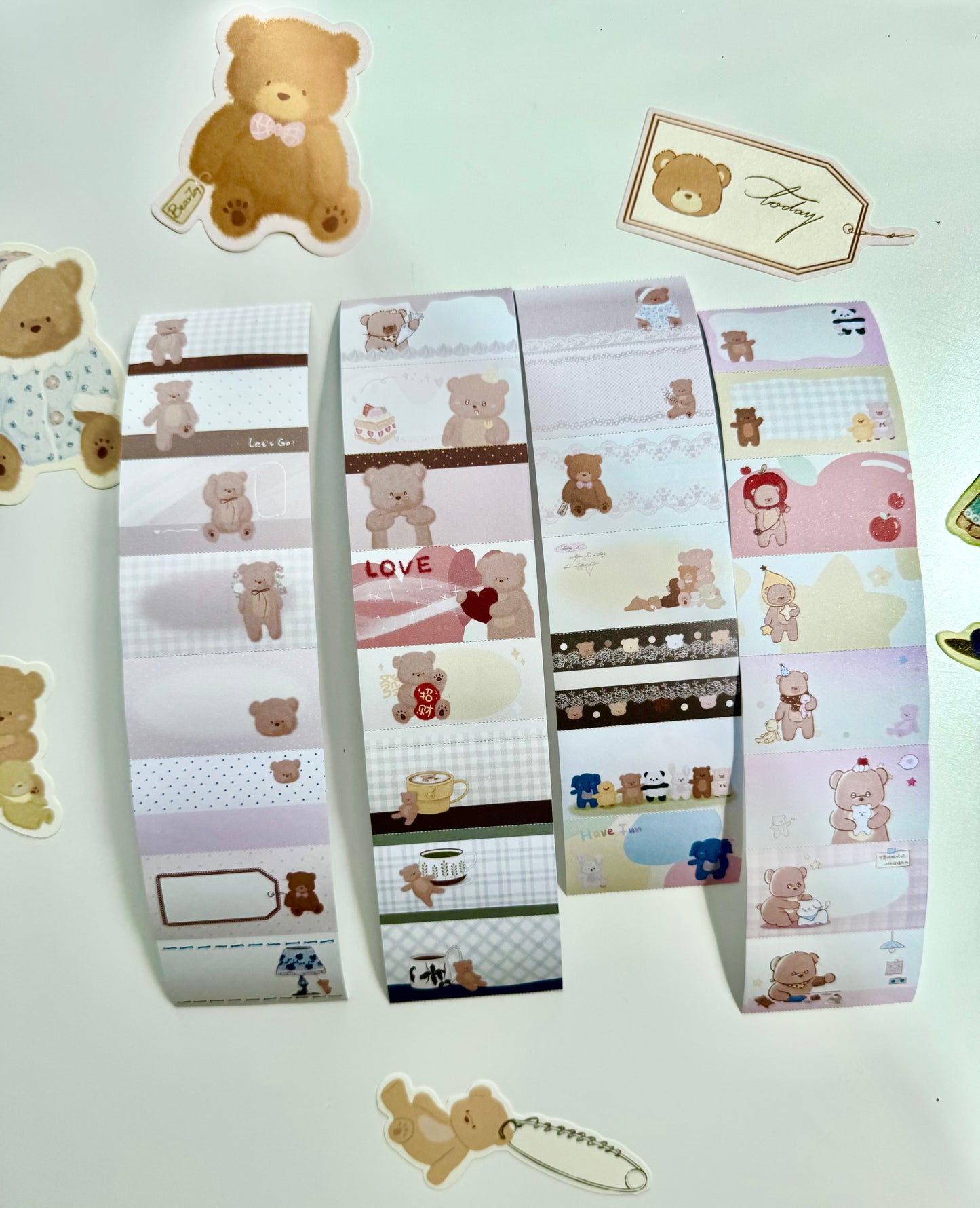 NEW! Xiao Xiao Studio - Little Bear Daily Notes | Tear-Off | 5cm Sticker Roll | Release Paper | 5.74M