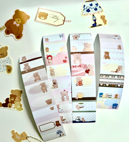 NEW! Xiao Xiao Studio - Little Bear Daily Notes | Tear-Off | 5cm Sticker Roll | Release Paper | 5.74M