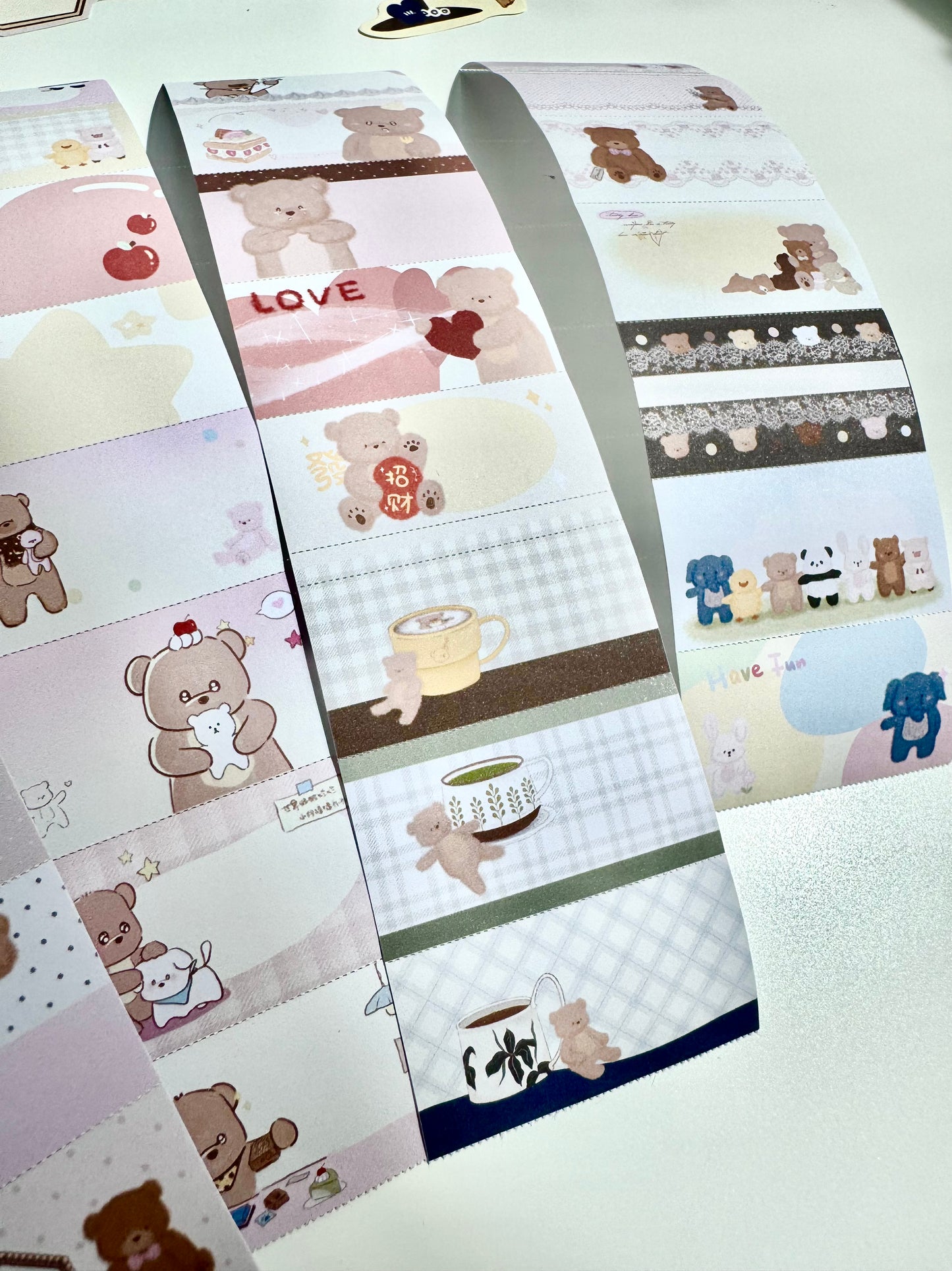 NEW! Xiao Xiao Studio - Little Bear Daily Notes | Tear-Off | 5cm Sticker Roll | Release Paper | 5.74M