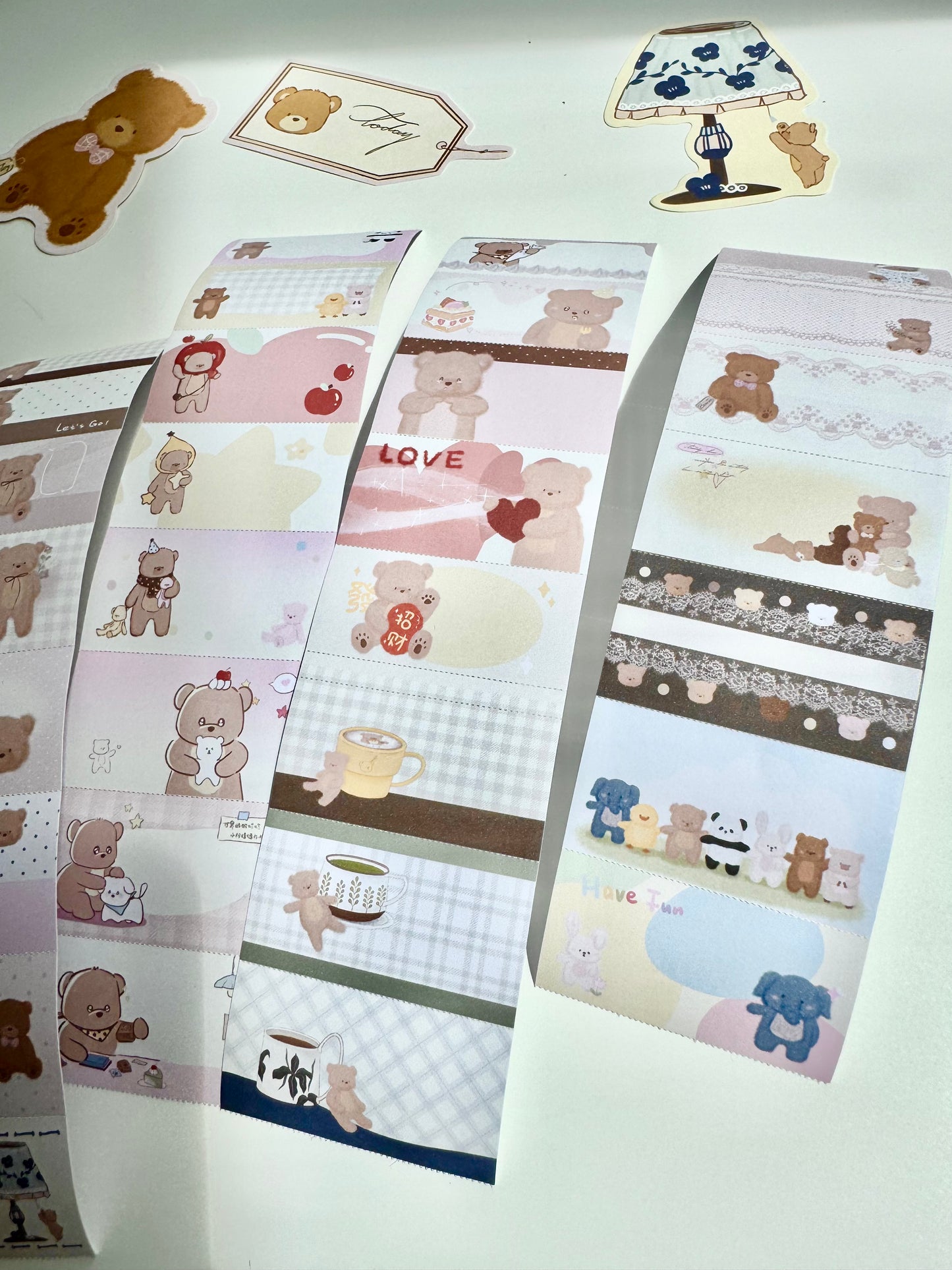 NEW! Xiao Xiao Studio - Little Bear Daily Notes | Tear-Off | 5cm Sticker Roll | Release Paper | 5.74M