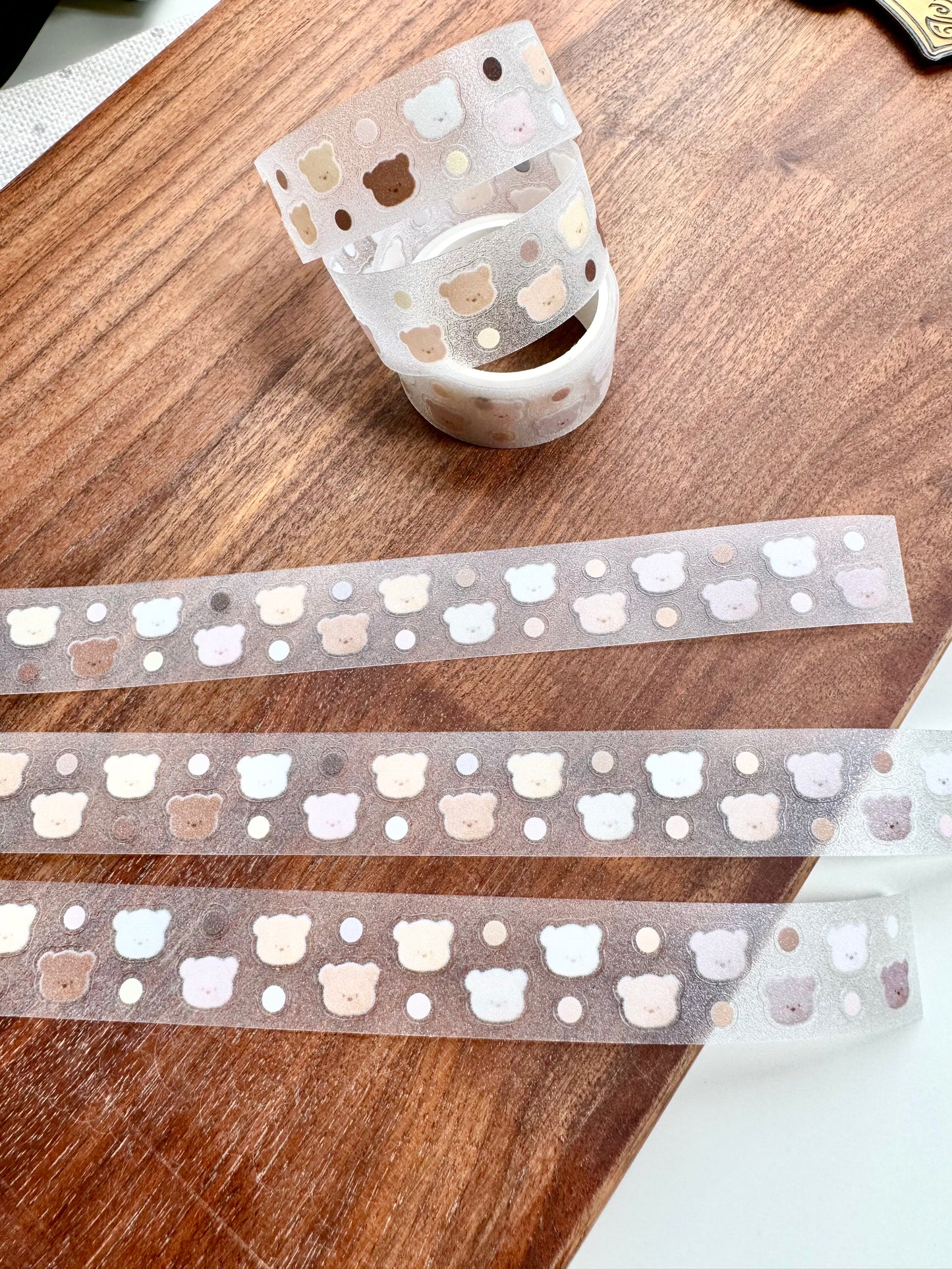 NEW! Xiao Xiao Studio - Fluffy Bear Heads | Kiss-cut | 2cm Glitter PET Tape | Release Paper | 2M
