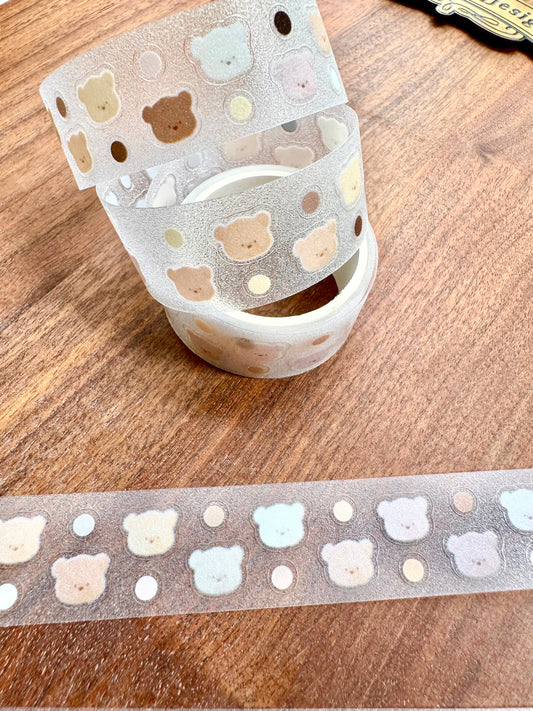 NEW! Xiao Xiao Studio - Fluffy Bear Heads | Kiss-cut | 2cm Glitter PET Tape | Release Paper | 2M