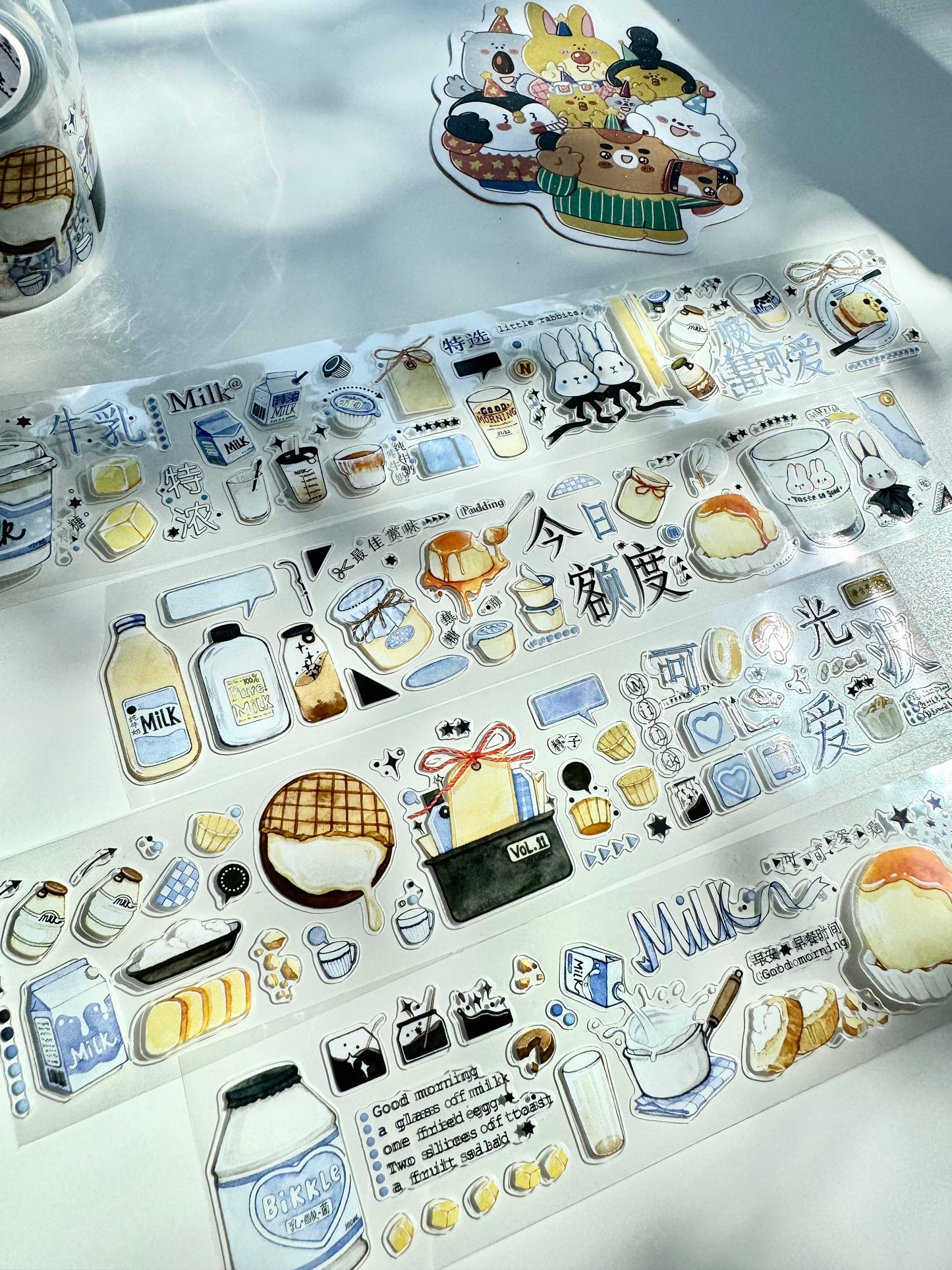 NEW! Bunny & Pear Studio - Milk Time | Kiss-cut | 4.5cm PET Tape | Release Paper | 5.1M