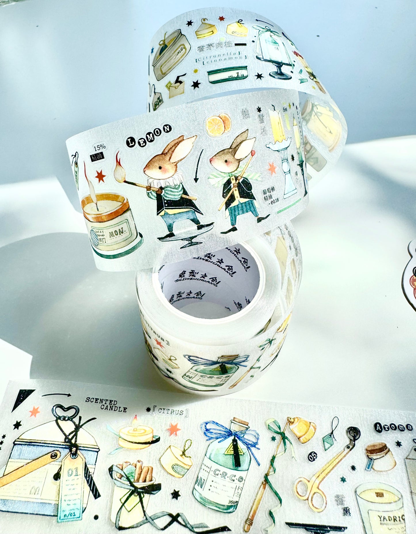 NEW! Bunny & Pear Studio - The Ritual of Scent | Kiss-cut | 4.5cm Glitter PET Tape | Release Paper | 5.22M
