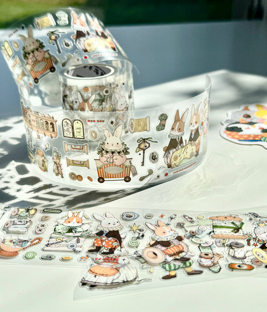 NEW! Bunny & Pear Studio - Bunny's Workshop | Kiss-cut | 5cm PET Tape | Release Paper | 5.4M