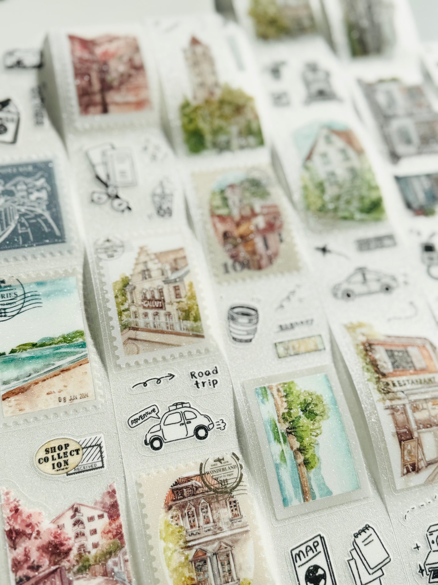 NEW! Qiqiyu Art Studio (QQY) - Vol.10 Leisurely Journey | Kiss-cut | 4.3cm Glitter PET Tape | Release Paper | 6M