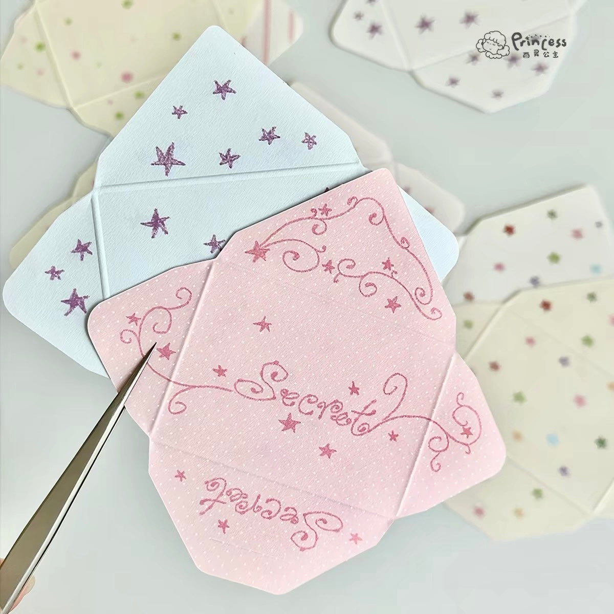 NEW! Princess Studio - Princess's Letter | 20 Sheets | Fold Line | DIY Envelope Memo | Ephemera Paper