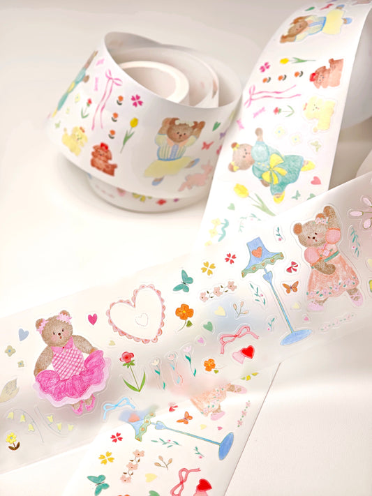 PUKAPUKA - Teddy's Waltz | Kiss-cut | 5cm Tape | Release Paper | 5.25M