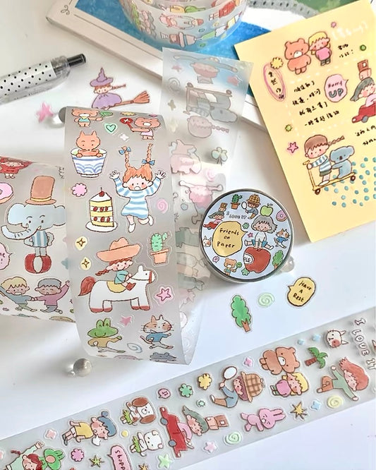 NEW! Molinta - Friends on Paper | Kiss-cut | 4.5cm PET Tape | Release Paper | 5M