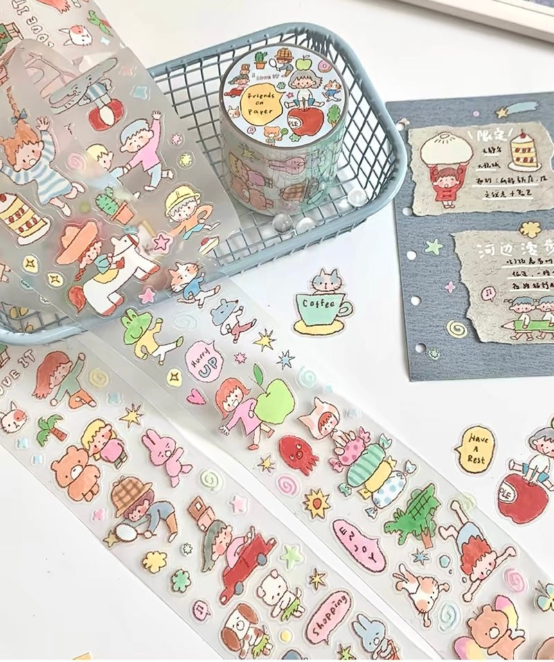 NEW! Molinta - Friends on Paper | Kiss-cut | 4.5cm PET Tape | Release Paper | 5M