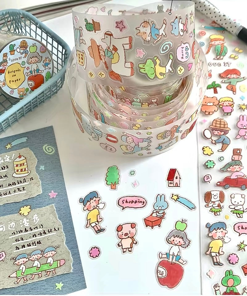 NEW! Molinta - Friends on Paper | Kiss-cut | 4.5cm PET Tape | Release Paper | 5M