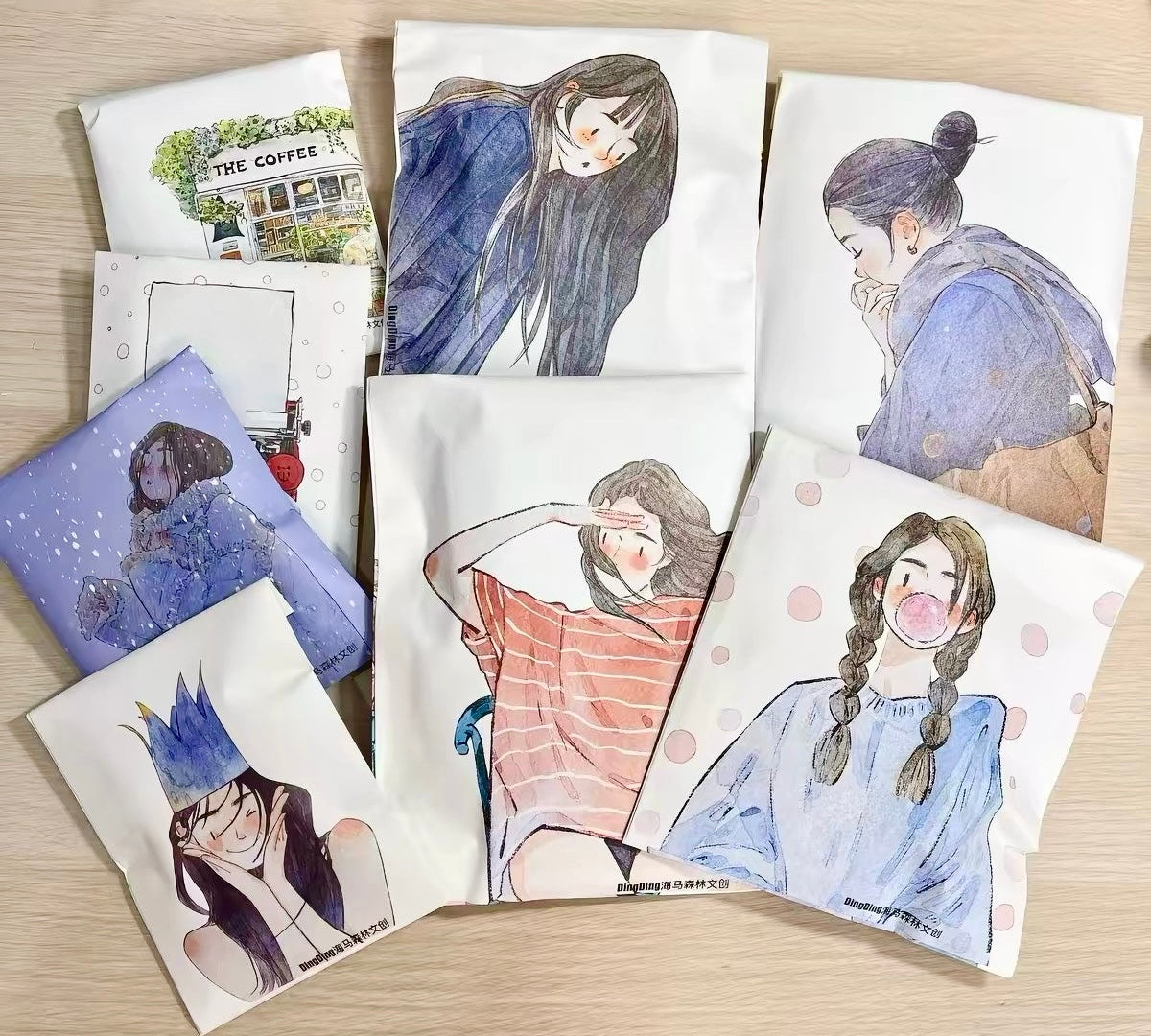 NEW! DingDing - Vol.11 Illustrated Paper Envelope | 8pcs Double-Sided Print | Envelope Only | Journaling Accessories