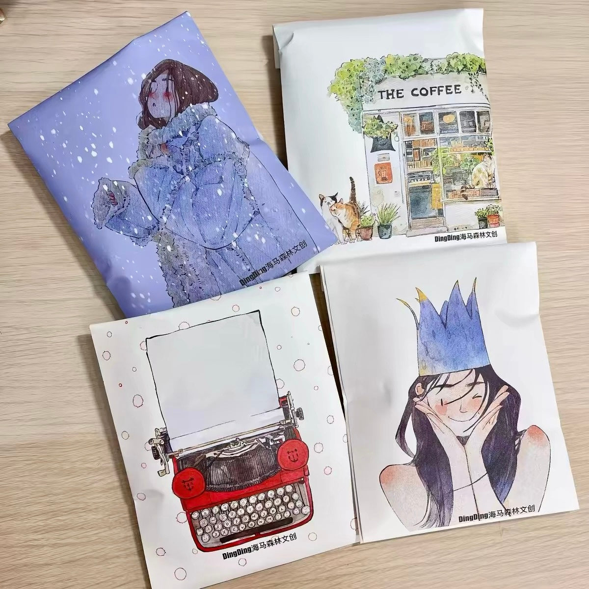 NEW! DingDing - Vol.11 Illustrated Paper Envelope | 8pcs Double-Sided Print | Envelope Only | Journaling Accessories
