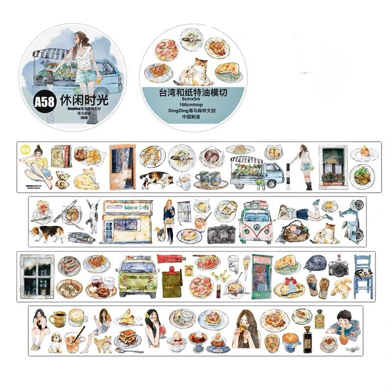 NEW! DingDing - A58 Leisure Time | Kiss-cut | 6cm Tape | Release Paper | 5M