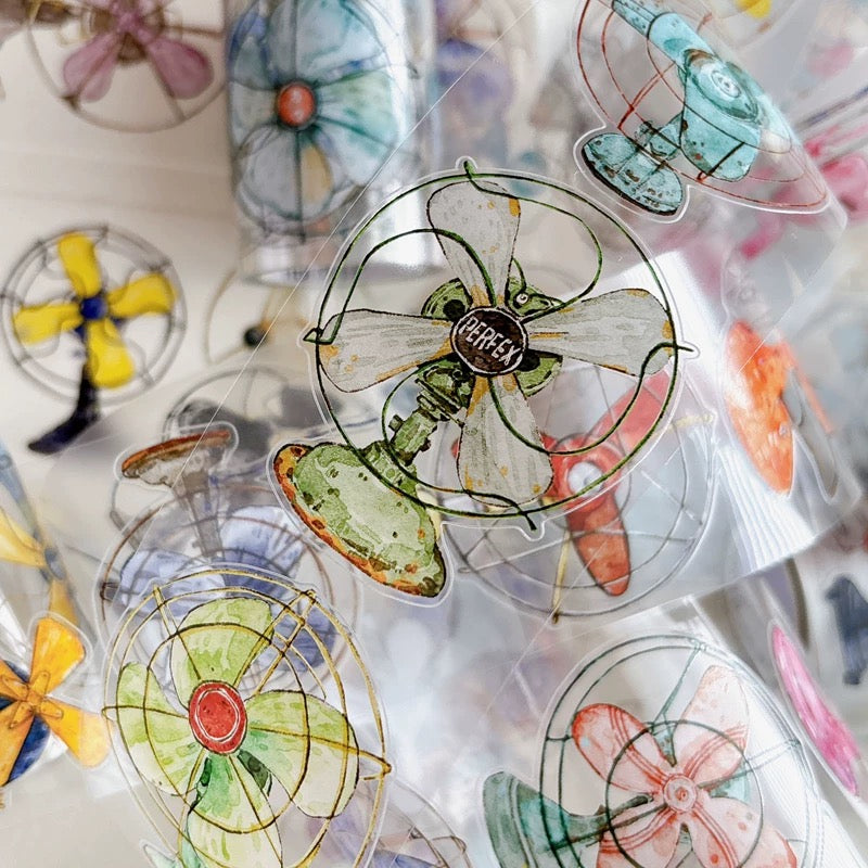 NEW! DingDing - A63 Vintage Fans | Kiss-cut | 5cm PET Tape | Release Paper | 5M