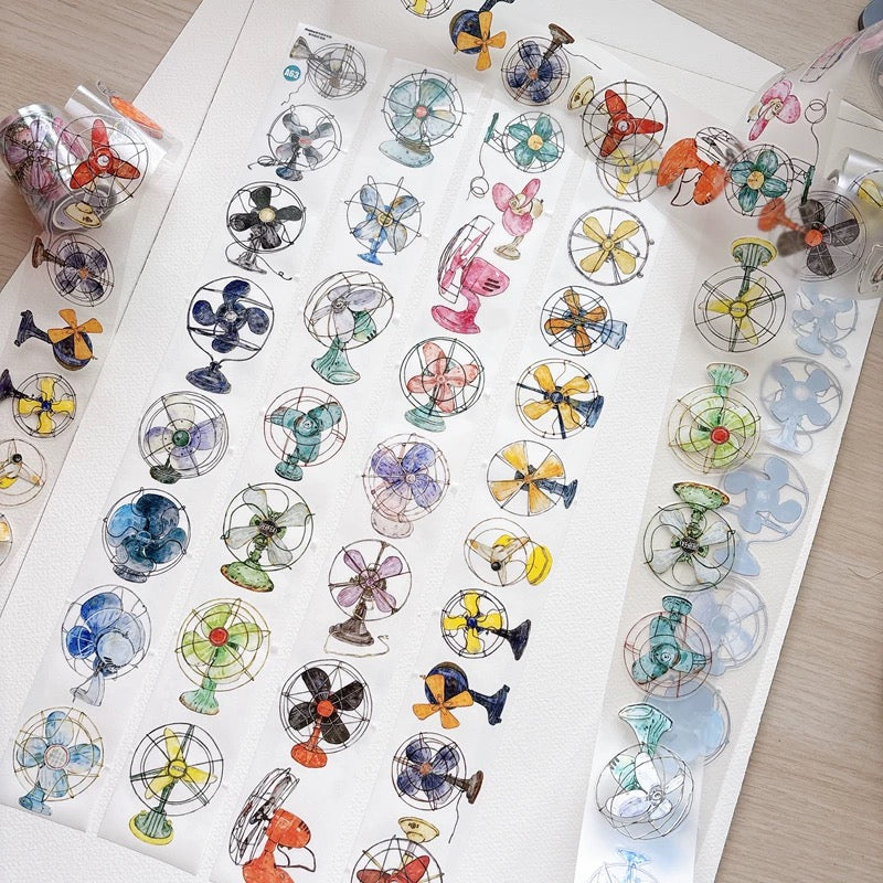 NEW! DingDing - A63 Vintage Fans | Kiss-cut | 5cm PET Tape | Release Paper | 5M