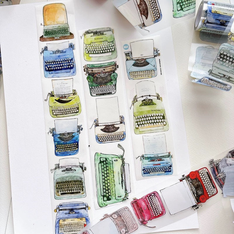 NEW! DingDing - A64 Vintage Typewriters | Kiss-cut | 5.5cm Tape | Release Paper | 5M