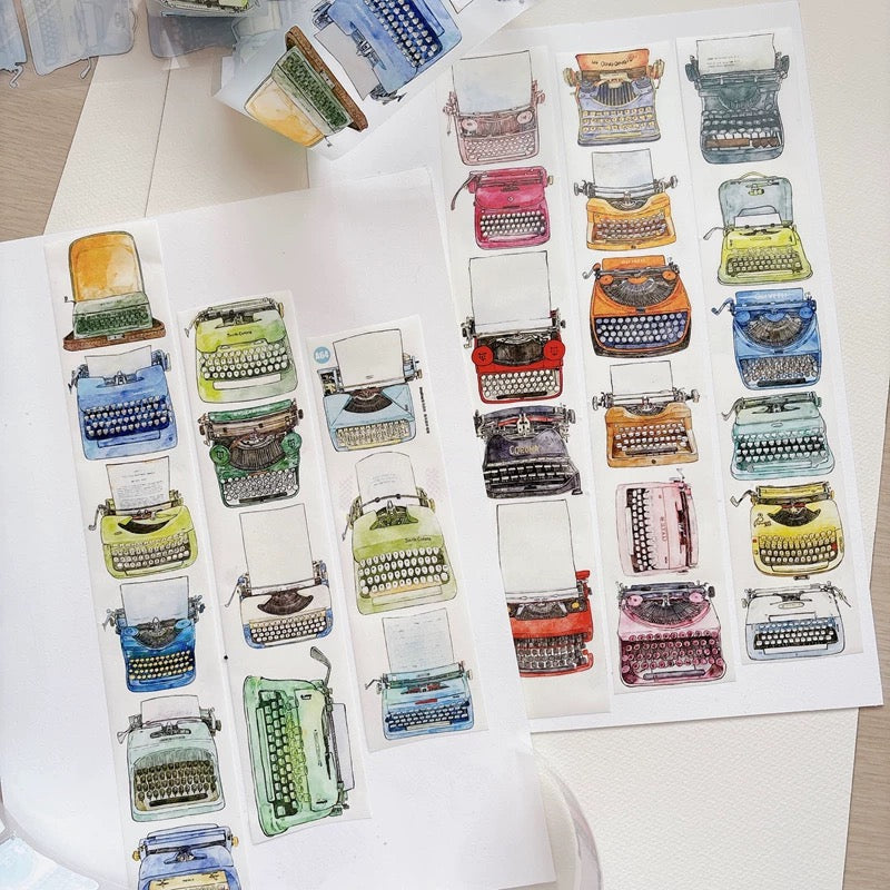 NEW! DingDing - A64 Vintage Typewriters | Kiss-cut | 5.5cm Tape | Release Paper | 5M