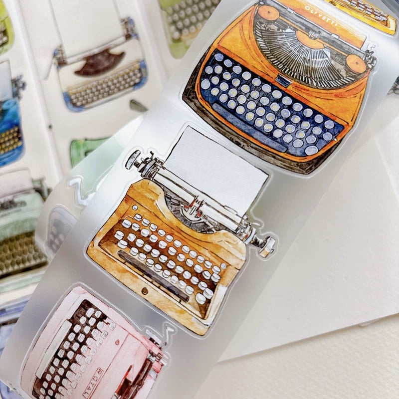 NEW! DingDing - A64 Vintage Typewriters | Kiss-cut | 5.5cm Tape | Release Paper | 5M