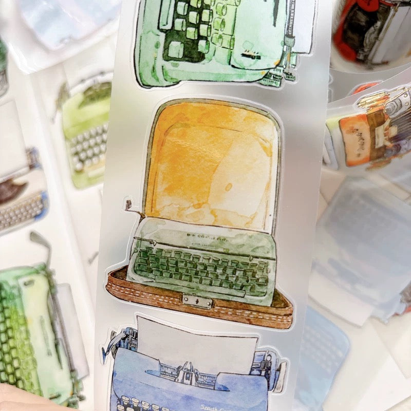 NEW! DingDing - A64 Vintage Typewriters | Kiss-cut | 5.5cm Tape | Release Paper | 5M