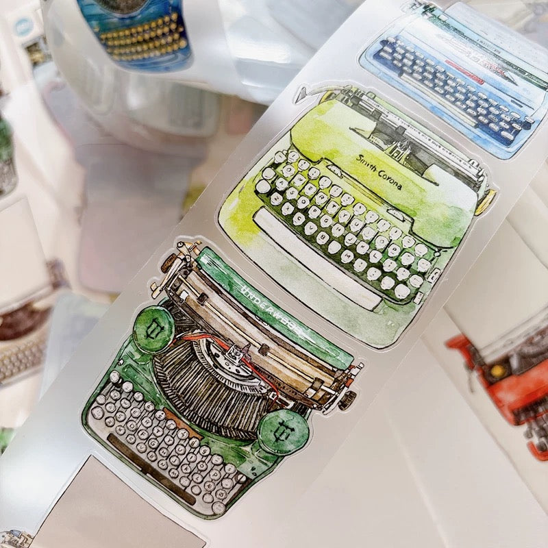NEW! DingDing - A64 Vintage Typewriters | Kiss-cut | 5.5cm Tape | Release Paper | 5M