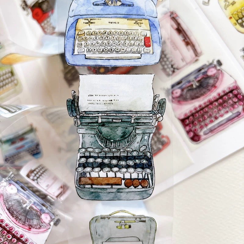 NEW! DingDing - A64 Vintage Typewriters | Kiss-cut | 5.5cm Tape | Release Paper | 5M