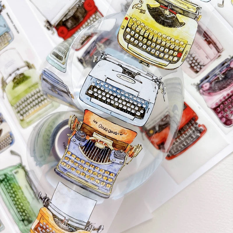 NEW! DingDing - A64 Vintage Typewriters | Kiss-cut | 5.5cm Tape | Release Paper | 5M