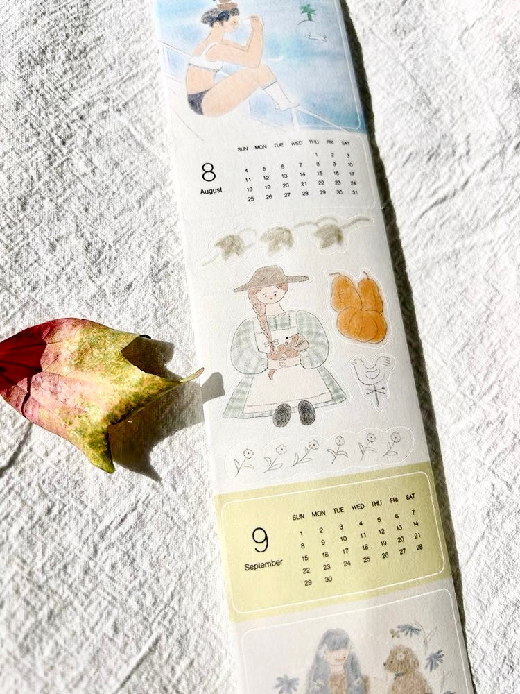 Good Morning Studio - 2024 Chill Time Calendar | 5cm Washi Tape |  Die Cut | Release Paper | 5M