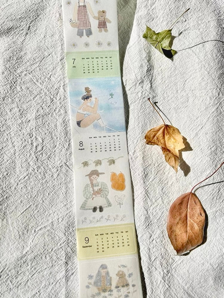 Good Morning Studio - 2024 Chill Time Calendar | 5cm Washi Tape |  Die Cut | Release Paper | 5M