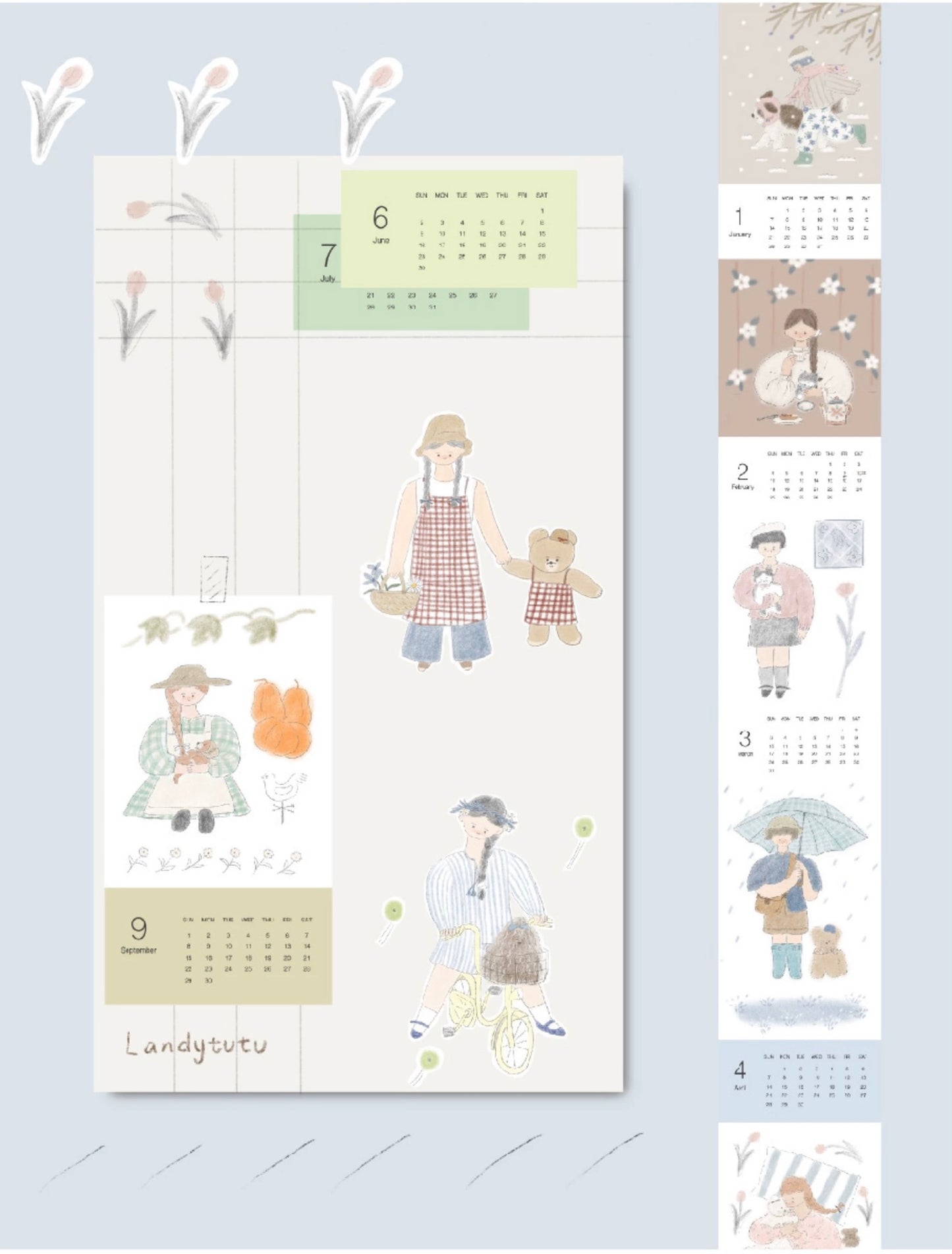 Good Morning Studio - 2024 Chill Time Calendar | 5cm Washi Tape |  Die Cut | Release Paper | 5M