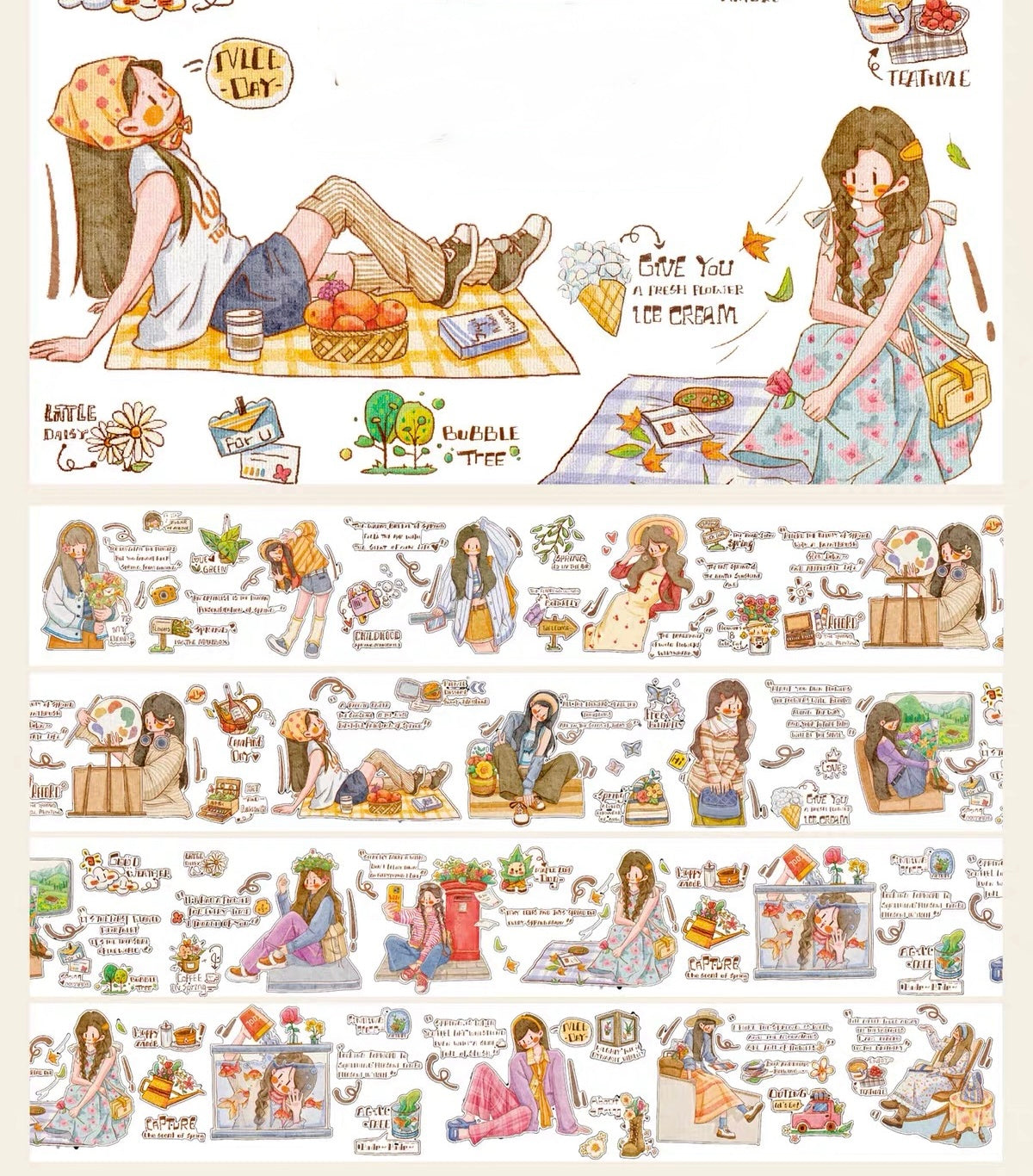 NEW! Xingxing Studio - Leisurely Days | Kiss-cut | 6.5cm PET Tape | Release Paper | 5M
