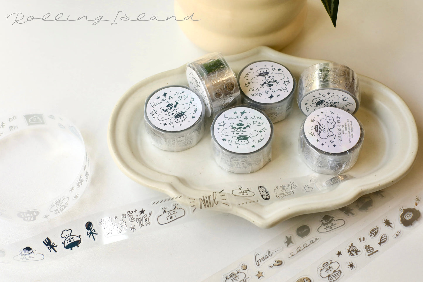 NEW! Rolling Island - Gungun's Little Days | Kiss-cut | Silver Foil | 2cm PET Tape | Release Paper | 5M