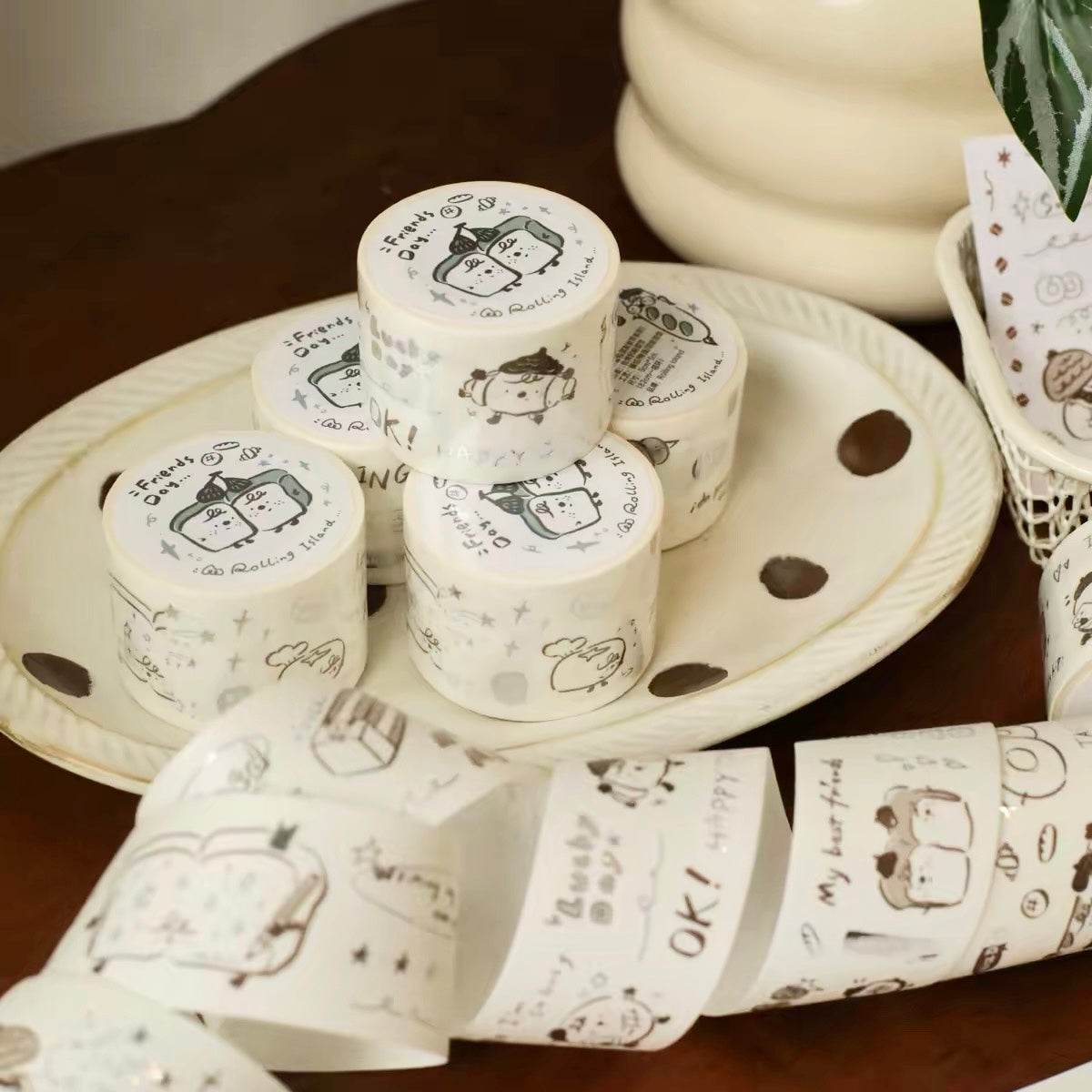 NEW! Rolling Island - Bread Buddies | Kiss-cut | Silver Foil | 3cm Washi Tape | Release Paper | 5M