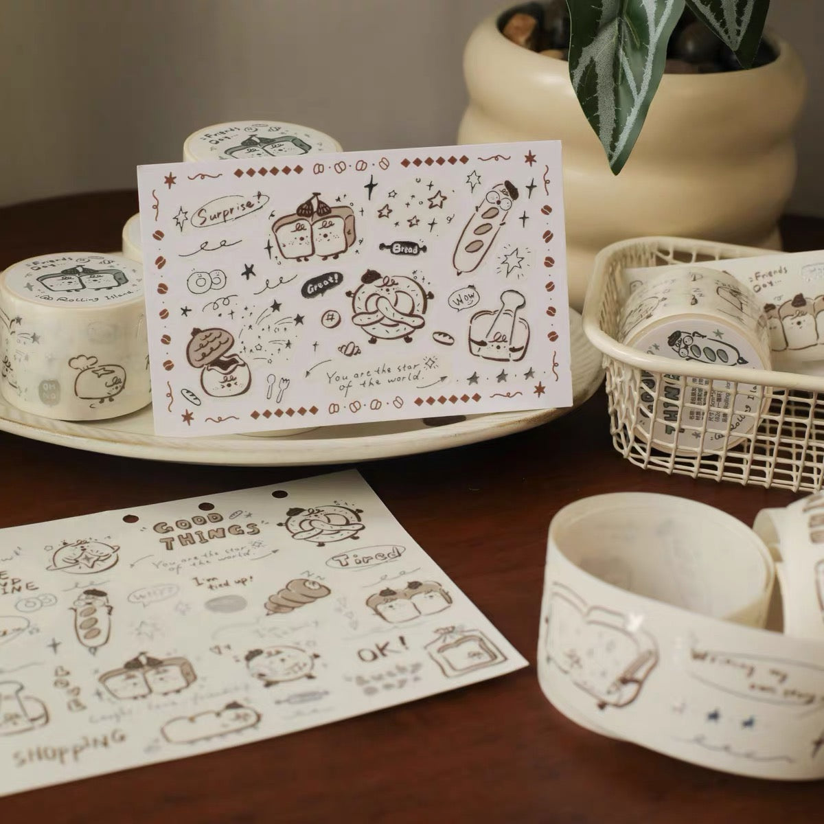 NEW! Rolling Island - Bread Buddies | Kiss-cut | Silver Foil | 3cm Washi Tape | Release Paper | 5M