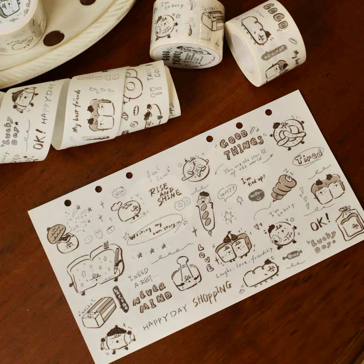 NEW! Rolling Island - Bread Buddies | Kiss-cut | Silver Foil | 3cm Washi Tape | Release Paper | 5M