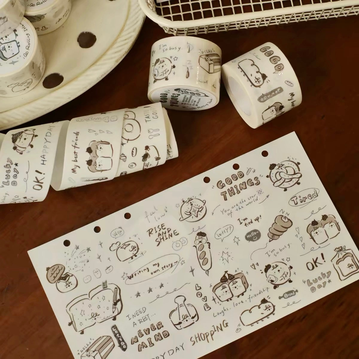 NEW! Rolling Island - Bread Buddies | Kiss-cut | Silver Foil | 3cm Washi Tape | Release Paper | 5M